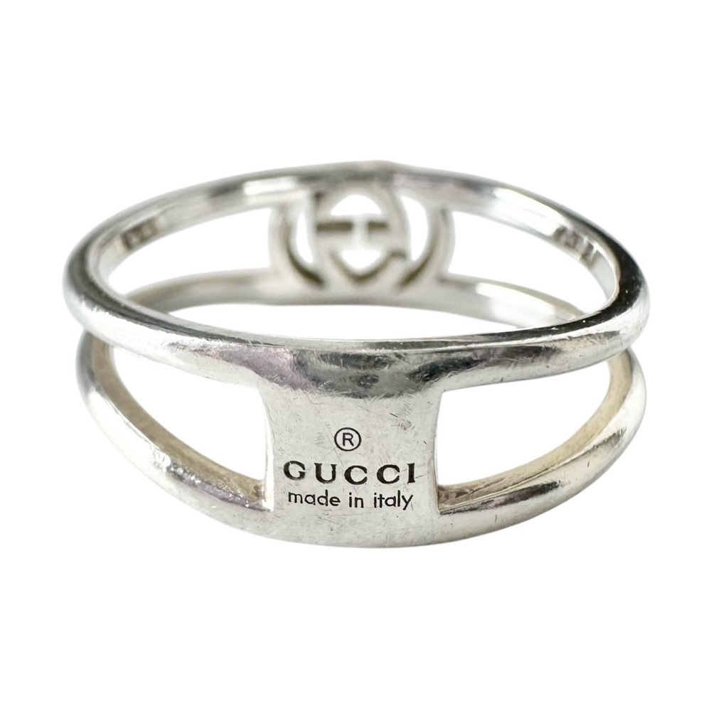 Gucci 925 Silver Interlocking GG Ring Size 6 - Picture 2 of 7